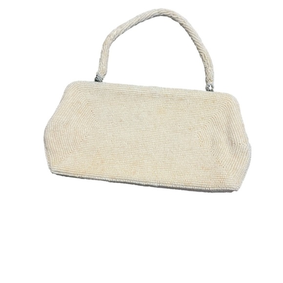 1950s Vintage White Glass Beaded Richere Bag‎ by Walborg Made in Japan - Picture 4 of 6